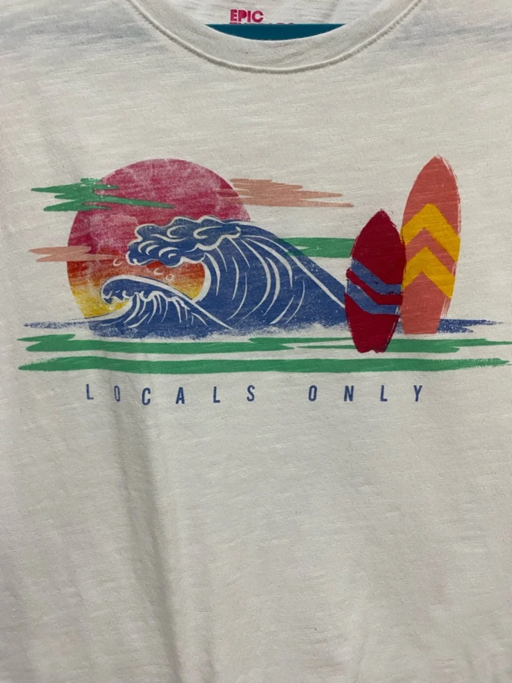 Epic Threads Cream Surf Graphic Tie-Hem Tee with Multicolor Boards